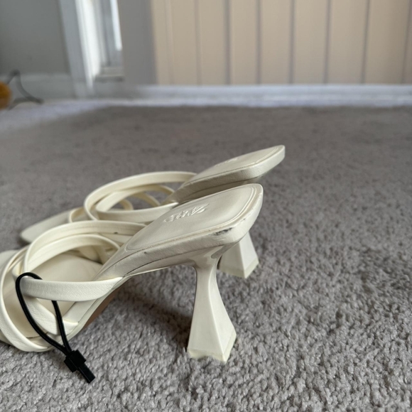 Zara Cream Square-toe Heeled Sandals - Picture 6 of 8